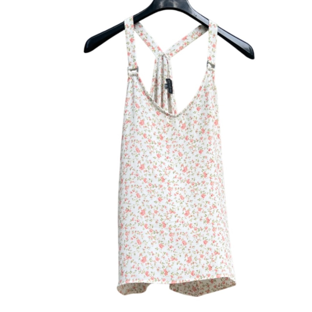 Zenobia Floral Print Sleeveless Tank Top Crisscross Back Size 1XL